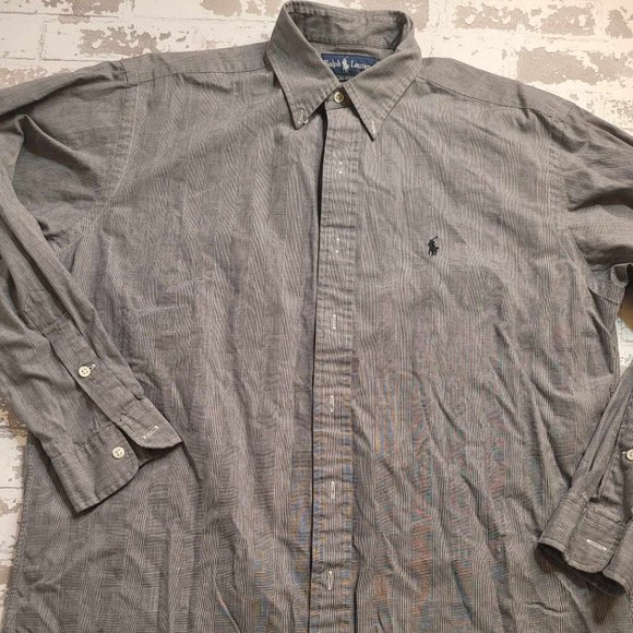 2231‎ Ralph Lauren Blake LS Button Down Black Micro Plaid Men's Size Medium - Picture 1 of 5